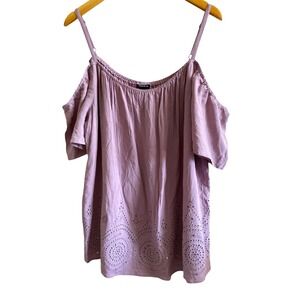 Torrid Lavender Cold Shoulder Eyelet Sequin Top 2 2X 18-20 Romantic Feminine